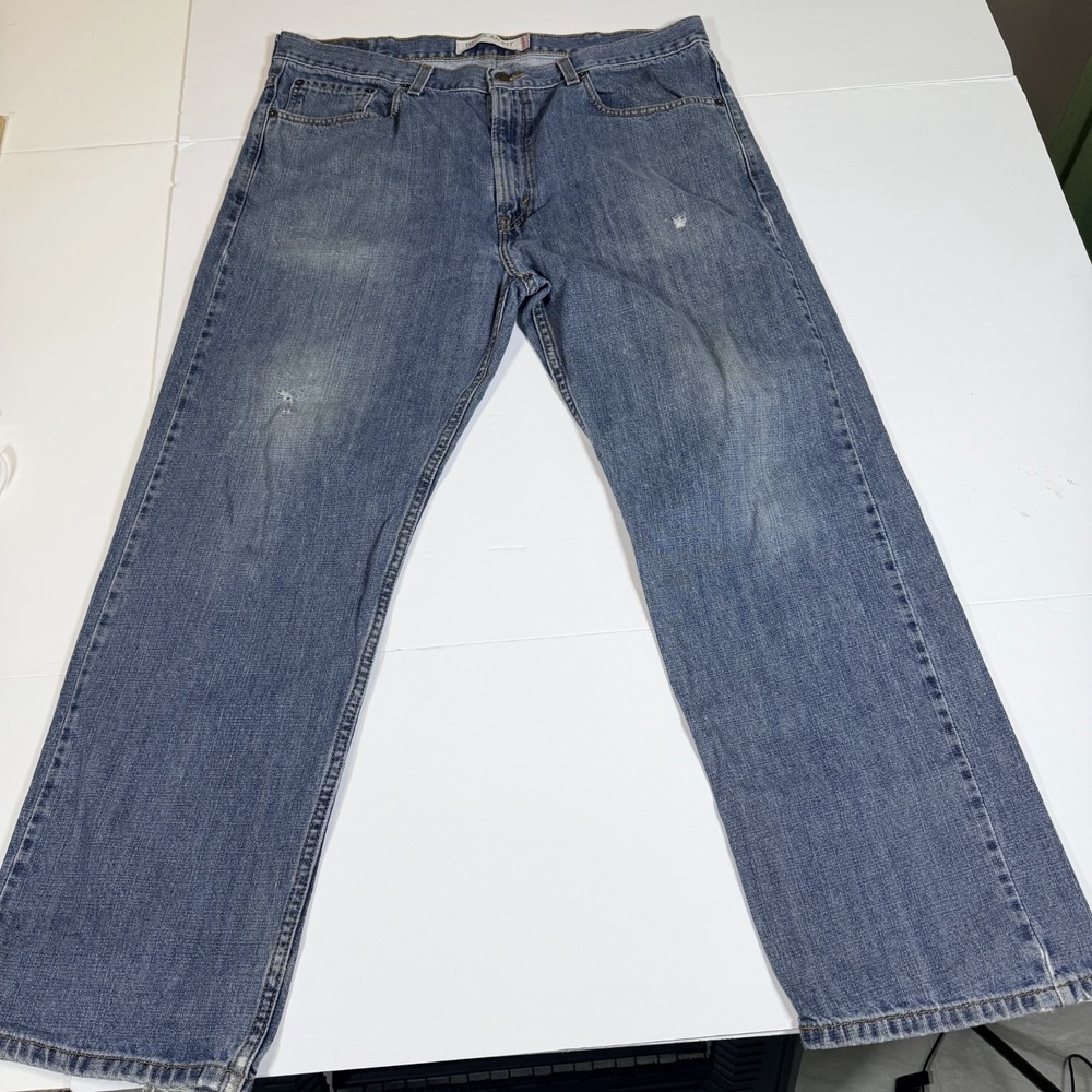 Levi's 505 Mens 38x30 Blue Denim Faded Distressed Low Waist Grunge Relaxed Fit
